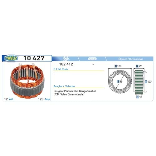 ALT STATOR PEUGEOT PARTNER CLIO KANGOO SENBLO 182412