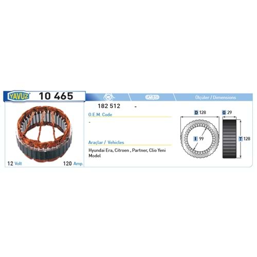 ALT STATOR HYUNDAI ERA CIRTOEN PARTNER 182512