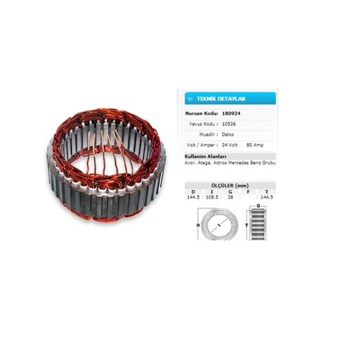 ALT STATOR 24V 80A AXOR ATEGO ACTROS MERCEDES 180924