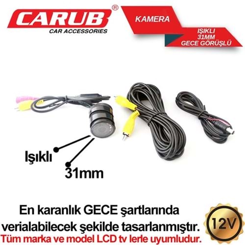 KAMERA GECE GÖRÜŞLÜ 12V 31MM IŞIKLI