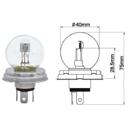 B-35 12 V 45/40 W P45T ÜÇ FİŞLİ FAR AMPULU