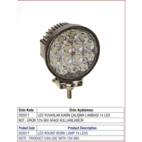 LED YUVARLAK ÇALIŞMA LAMBASI 14 LED