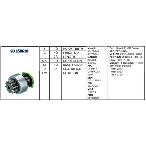 71506180 MARŞ DİŞLİSİ MARELLI 10D JCB KEPCE-İS MAK