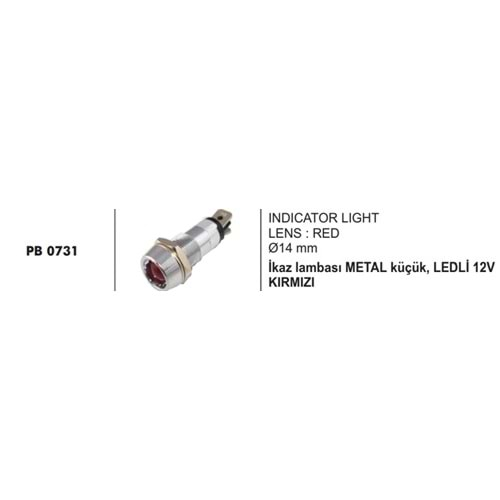 İKAZ LAMBASI METAL KÜÇÜK LED Lİ KIRMIZI 12V