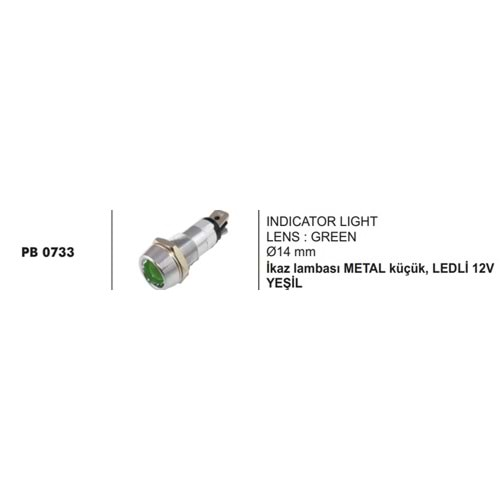 İKAZ LAMBASI METAL KÜÇÜK LED li YEŞİL12V