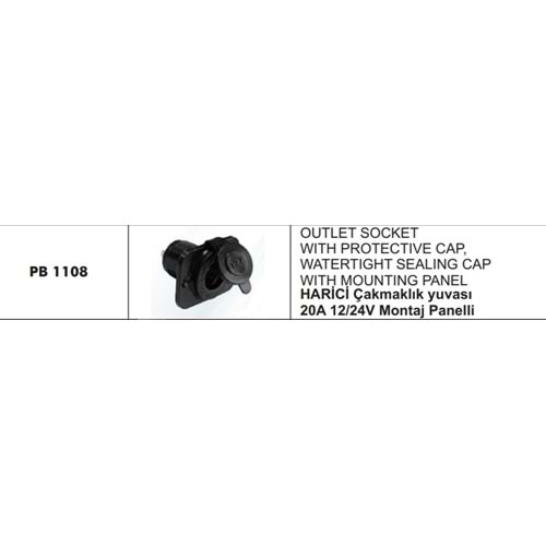 HARİCİ ÇAKMAKLIK YUVASI 20A 12/24V MONTAJ PANELLİ