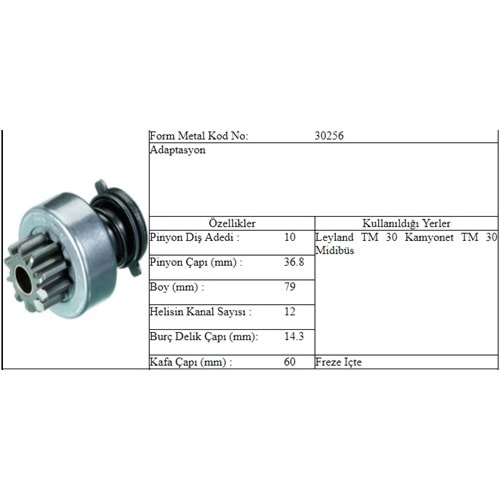 M.DİŞLİ 10 DİŞ BMC TM 30 İÇTEN FREZE