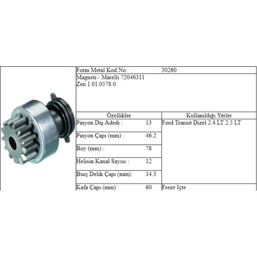 M.DİŞLİ 13 DİŞ T 12 T 15 2,5 D İÇTEN FREZE