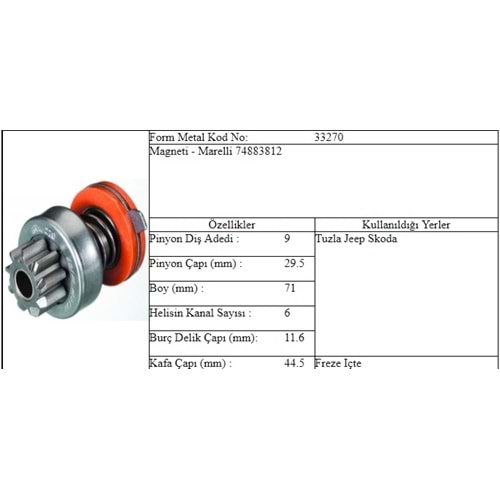 M.DİŞLİ 9 DİŞ TUZLA JEEP SKODA