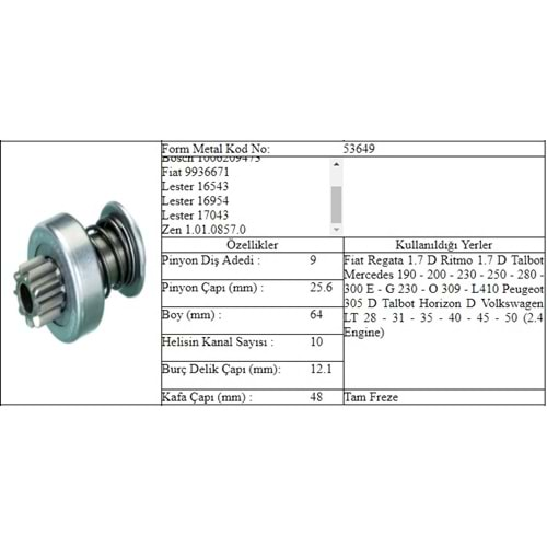 M.DİŞLİ 9 DİŞ MERCEDES 190E 200E VW LT 35