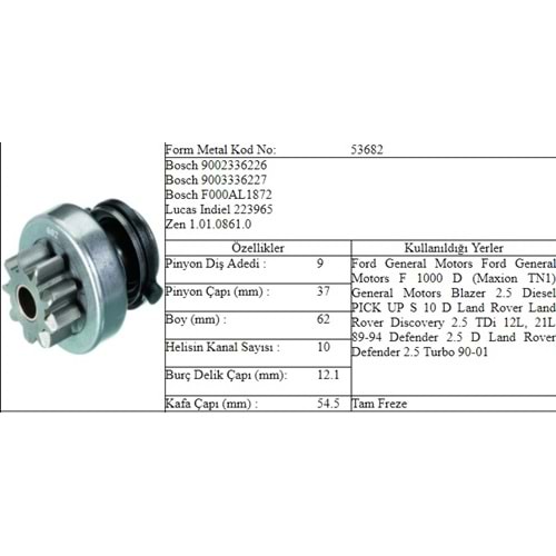 M.DİŞLİ 9 DİŞ LAND ROVER DEFENDER 2,5TD