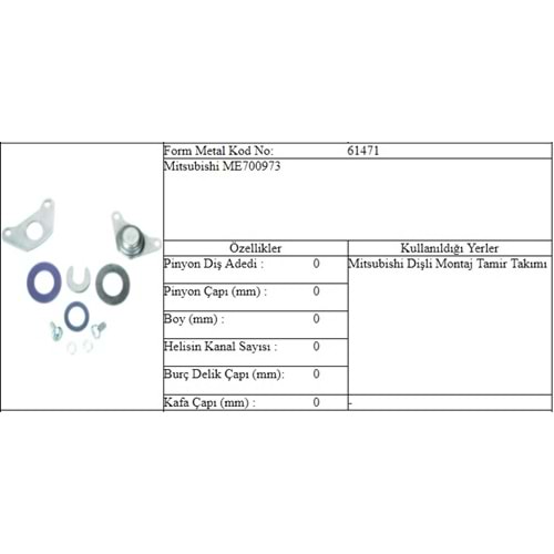 M.DİŞLİ MONTAJ TAMİR TAKIMI MITSUBISHI