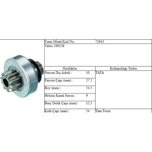 M.DİŞLİ 10 DİŞ TATA V256