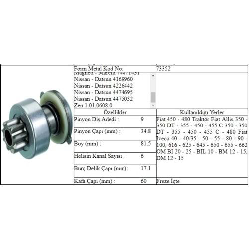 M.DİŞLİ 9 DİŞ FIAT 450 480