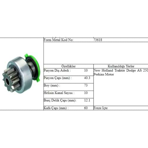 M.DİŞLİ 10 DİŞ M.F.Y.M.PERKINS M.AS 250