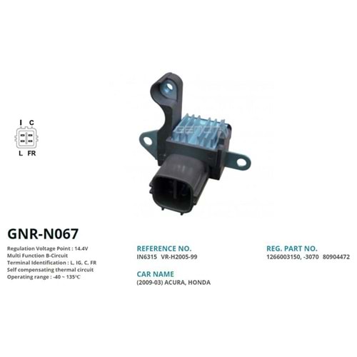 KONJ. 12V ACURA - HONDA (2003-2009) (L, IG, C, FR)