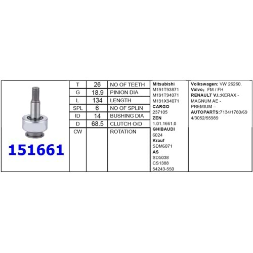 M.DİŞLİSİ MITSUBISHI 12 DİŞ RENO TIR PG 525