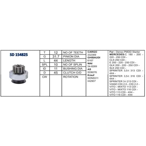 M.DİŞLİSİ 12 DİŞ MERC. SPRINTER N. DENSO