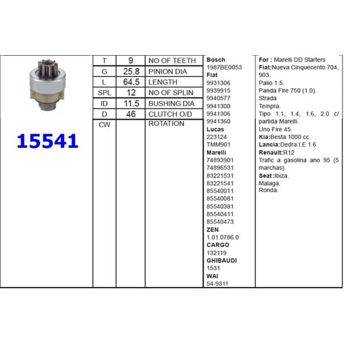 M.DİŞLİSİ 9 DİŞ TOFAŞ DOĞAN SLX / KARTAL SL - SLX