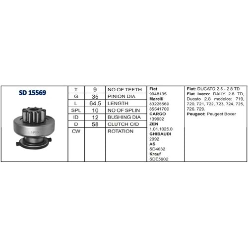 M.DİŞLİSİ 9 DİŞ FIAT DUCATO / PEUGEOT KARSAN - BOX