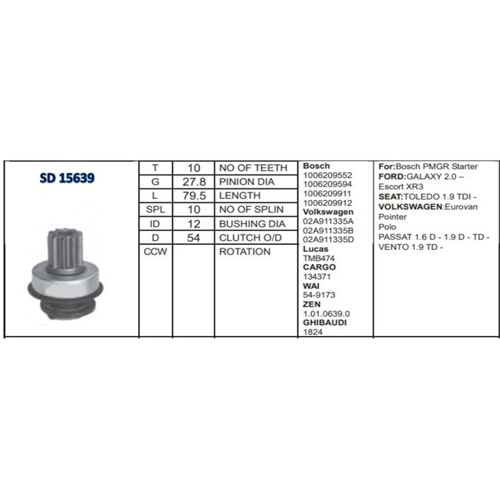 M.DİŞLİSİ 10 DİŞ VW PASSAT 1.6 ŞANZIMANLI / VENTO