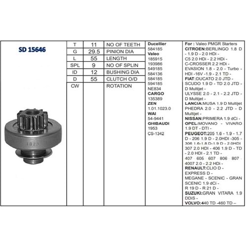 M.DİŞLİSİ 11 DİŞ RENAULT-19 D/DAEWOO/PEUGEOT PARTN