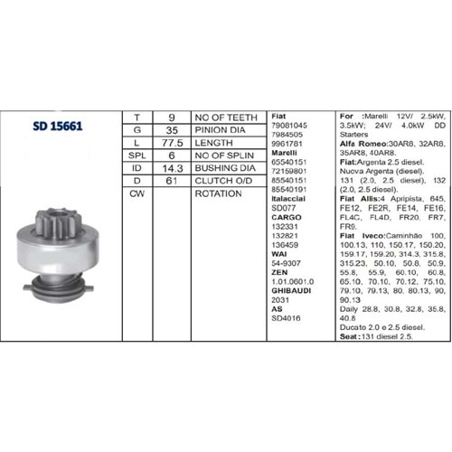 M.DİŞLİSİ 9 DİŞ FIAT 50NC DIŞTAN FREZE