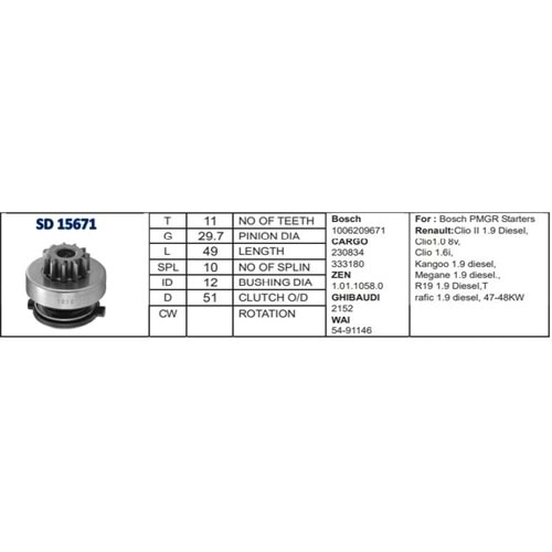 M.DİŞLİSİ 11 DİŞ RENAULT KANGOO