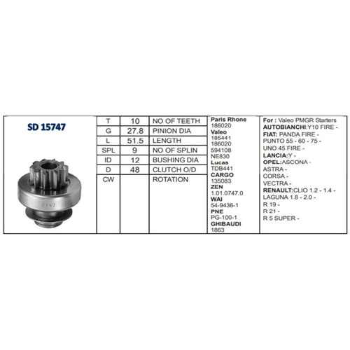 M.DİŞLİSİ 10 DİŞ OPEL CORSA-ASTRA/RENAULT CLIO-LAG