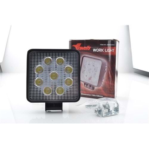 LED ÇALIŞMA LAMBASI KARE 9 LED 27W 10-30V