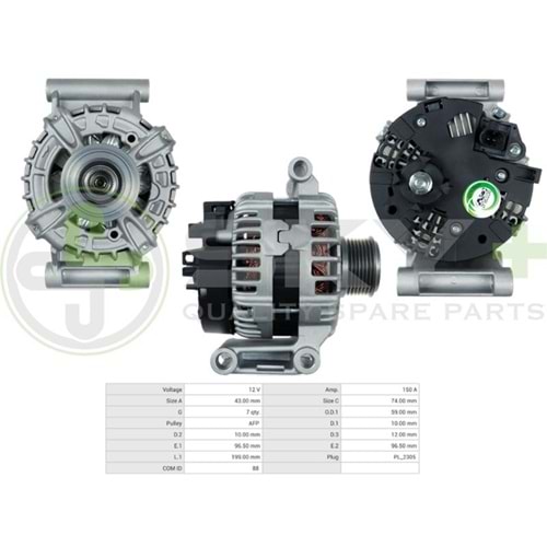 ALTERNATÖR 12V 150A BOSCH TİP FORD TRANSİT V347 TDCI JUMPER PEUGEOT BOXER 2.2HDI LIN(0125711133 - 0125711046)