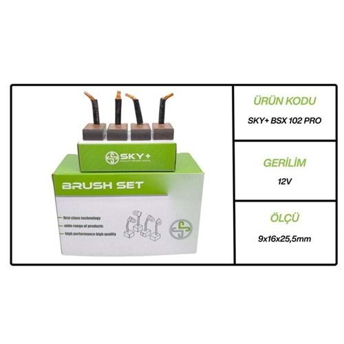 MARS MOTORU KÖMÜRÜ BSX102 MEGA 12V OPEL / BEDFORD / MERCEDES BENZ 200 D / HENSCHEL (9 X 16×25.5)