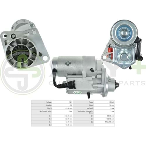 MARŞ MOTORU 12V 13DİŞ DENSO TİP KIA CERES-BONGO 2.4 FORD RANGER-MAZDA B2500 DÜZ DÖNÜŞ