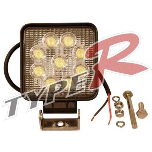 ÇALIŞMA LAMBASI KARE 27W 9 LEDLİ KALIN SOĞUT 55MM