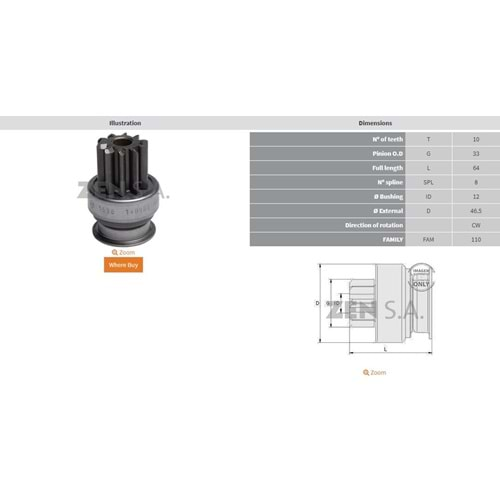 MARŞ DİŞLİSİ 10 DİŞ CHRYSLER JEEP/MITS.2.4L-3.4L