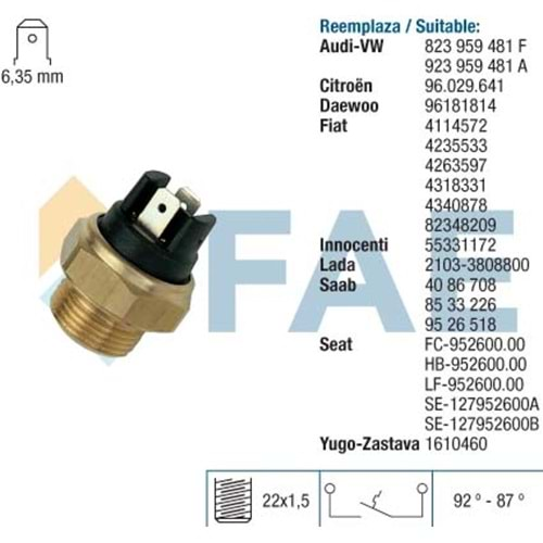 FAN MUSURU AUDI DAEWOO SEAT VW GOLF PASSAT