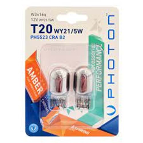 T20 CHROME 21/5W 12V AMBER