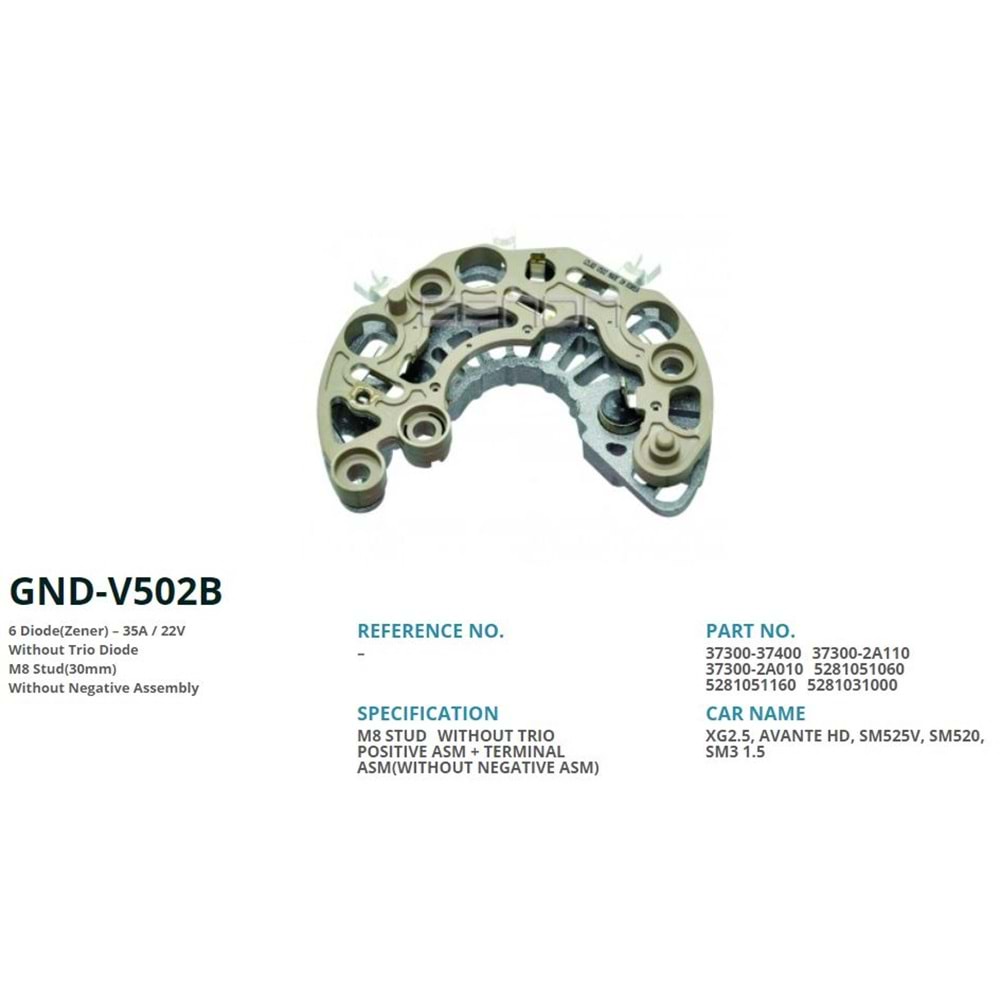 ALTERNATOR DIOT TABLASI VALEO KOREA SERI ALTERNATOR ICIN HYUNDAI ACCENT / ERA / GETZ / KIA CERATO / RIO 1.5 CRDI 30mm (6 DIO