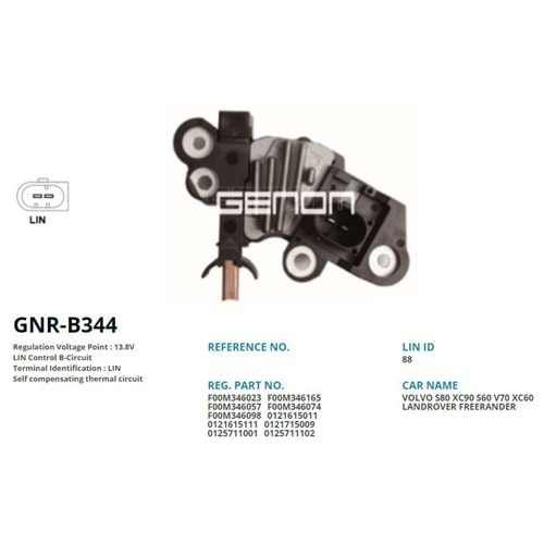 ALT. KONJEKTOR 12V VOLVO S80 - XC90 - S60 - V70 - XC60 / LANDROVER FREERANDER (LIN)