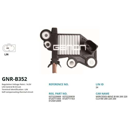 ALTERNATOR KONJEKTOR 12V MERCEDES A160 - C180 1.6 - E200 - E250 2.0 (LIN)