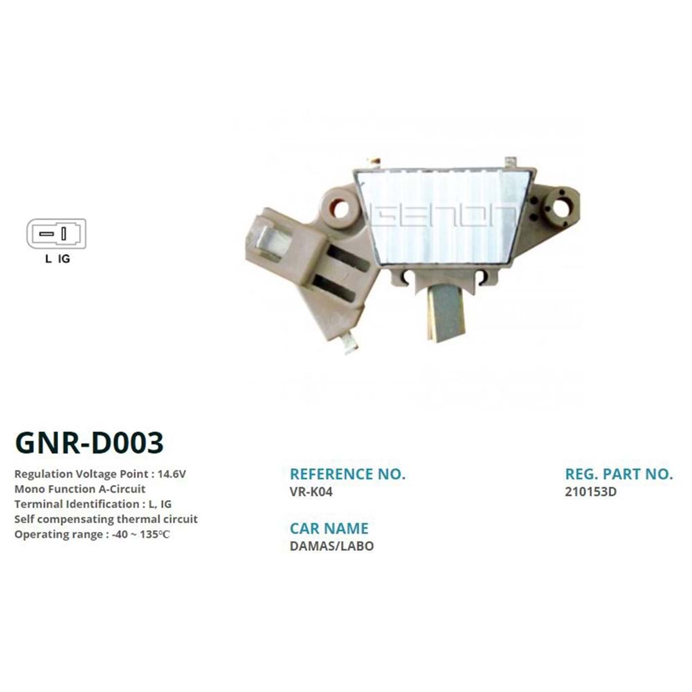 ALTERNATOR KONJEKTOR 12V DAEWOO DAMAS 75 AMP YAN FIS (L, IG)