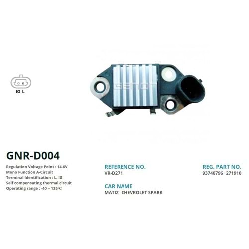 ALTERNATOR KONJEKTOR 12V DAEWOO MATIZ 65 AMP 2 FIS (L, IG)