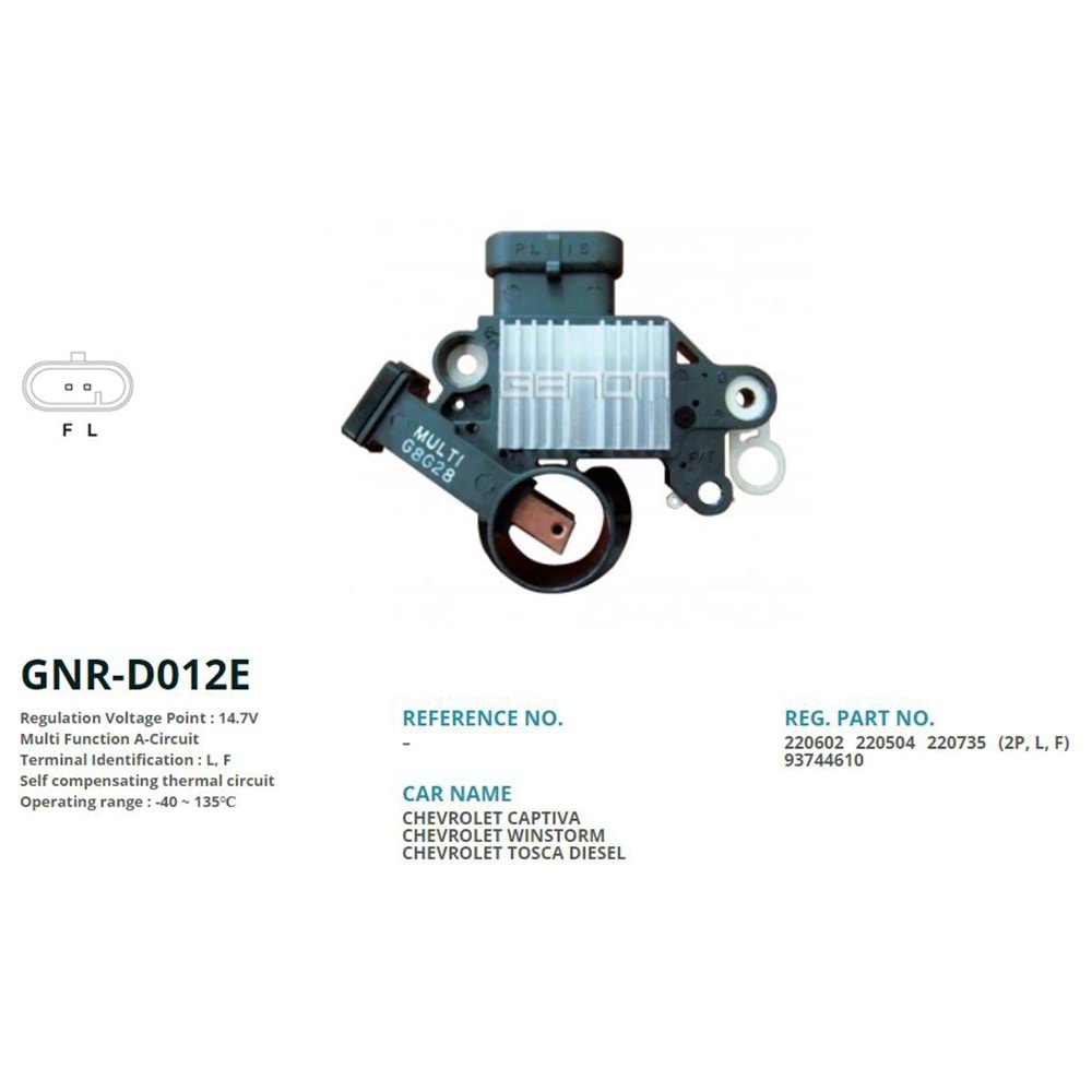 ALTERNATOR KONJEKTOR 12V CHEVROLET SPARK - CAPTIVA (L, F)