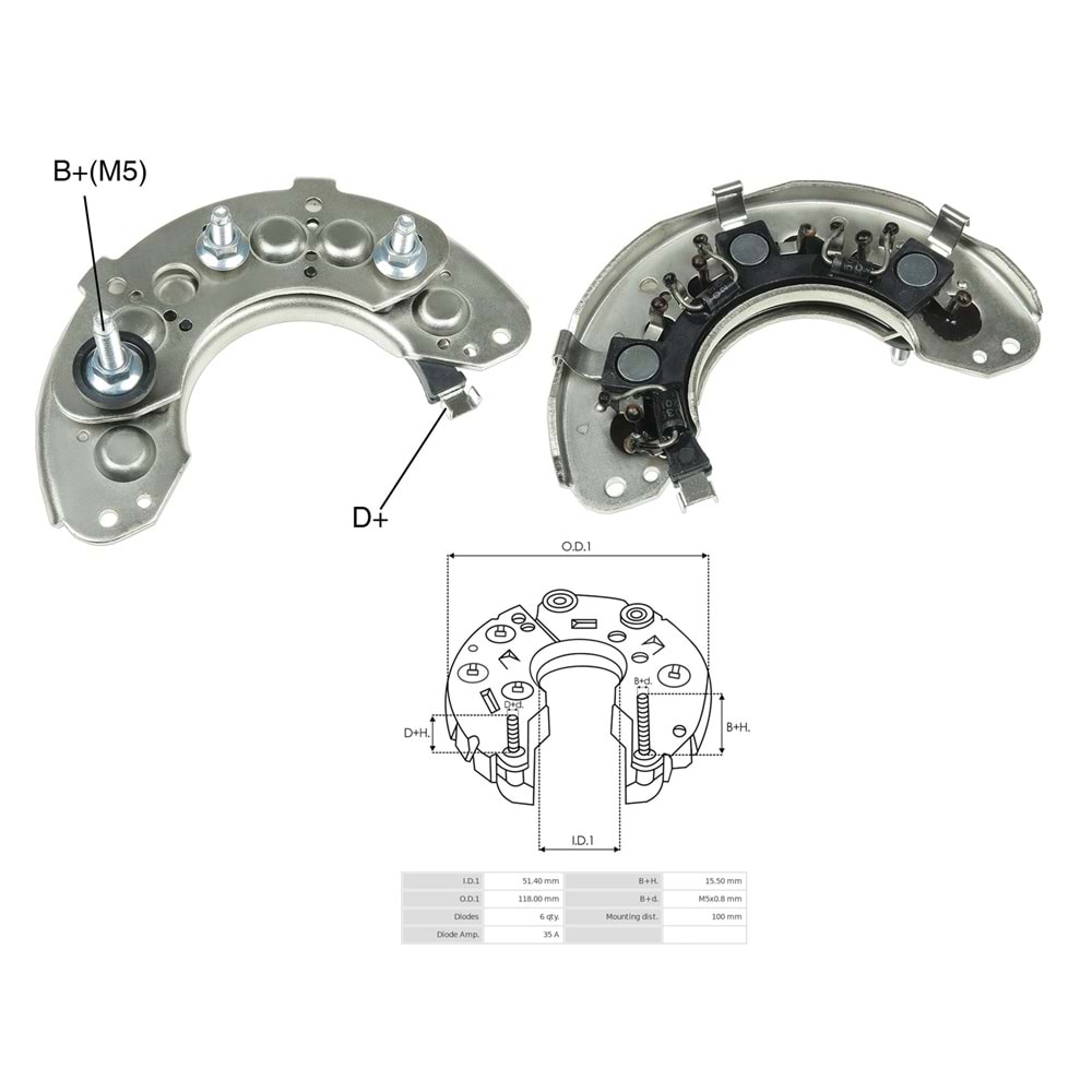 ALT. DIOT TABLASI 118MM KIA / MAZDA / SUBARU / NISSAN STANZA / PATROL