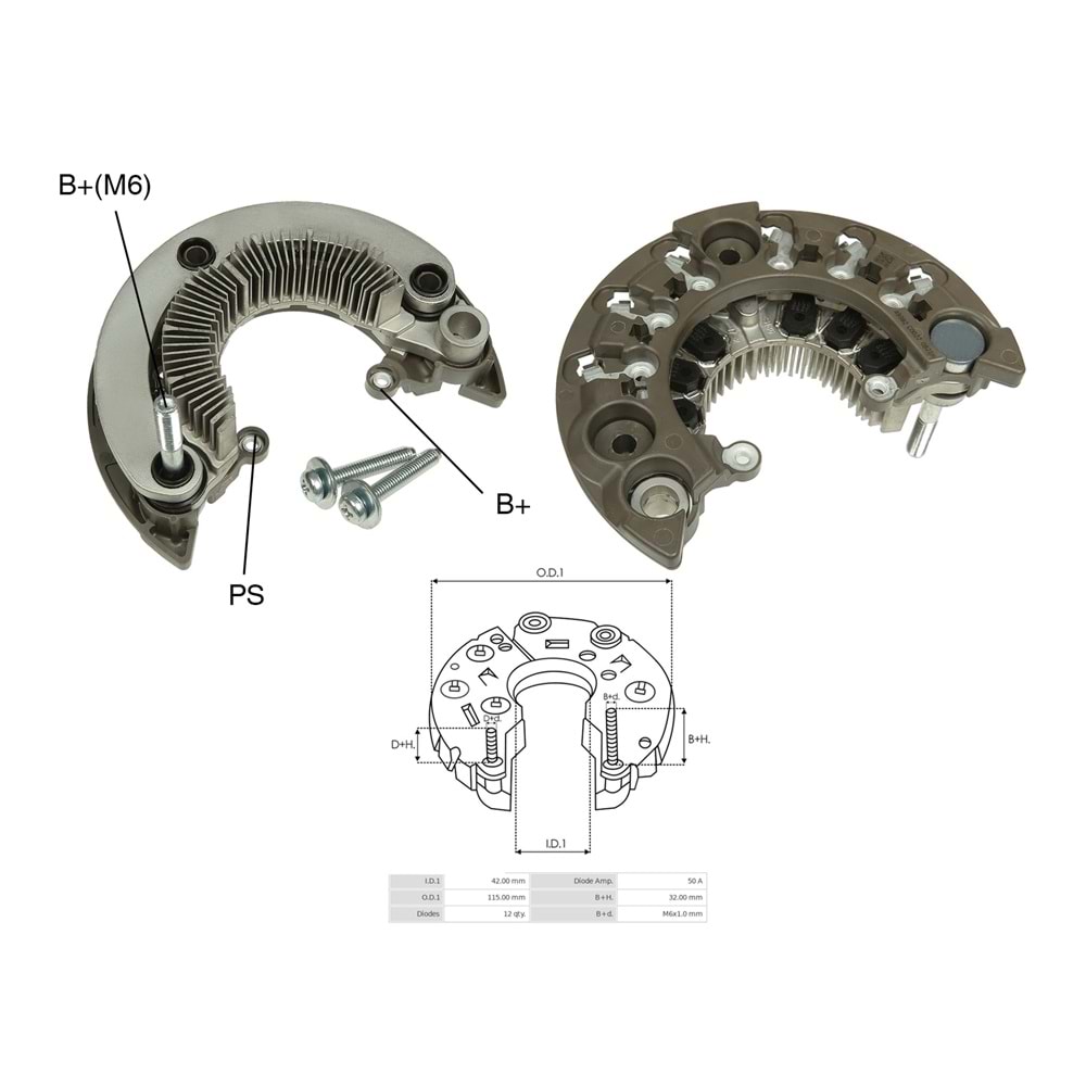 ALT. DIOT TABLASI 115MM HONDA CIVIC VIII 1.3 / 1.4 06- / JAZZ 1.2 / 1.4 08-