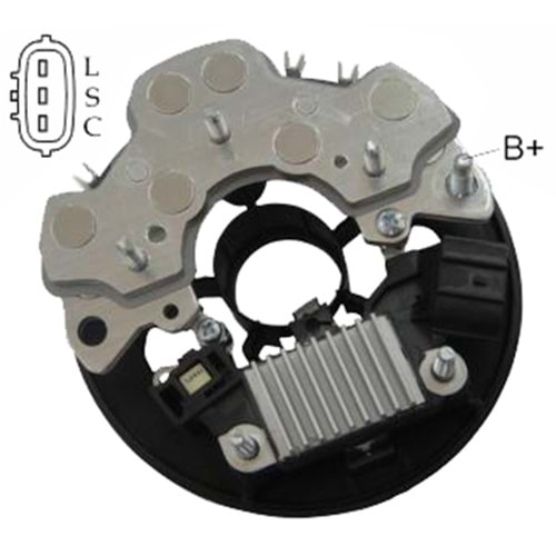 ALTERNATOR DIOT TABLASI 12V L-S-C TERMINAL FOR 130 AMPER ALTERNATOR NISSAN DIZEL (DIOT TABLASI + KONJEKTOR) (WAI 48-8113)