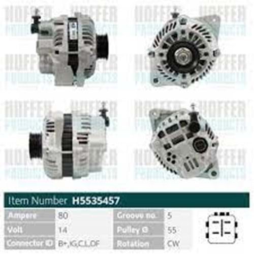 ALTERNATOR (TOYOTA TSUSHO) 12V 80 AMP SUZUKI GRAND VITARA 1.6 - 2.0 - SWIFT 1.6 (A5TG0291)