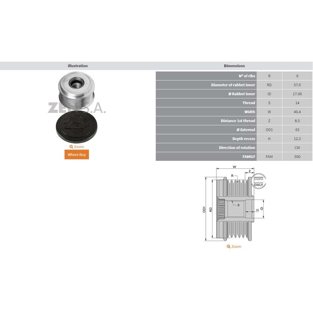 ALTERNATOR KASNAK TOYOTA AURIS - COROLLA 1.6 - AVENSIS - VERSO 1.8 - 2.0 - RAV 4 2.0 / LAND ROVER DISCOVERY 2.7 TD (6