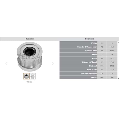 ALT. KASNAK FORD FOCUS - C MAX - MONDEO 1.8 - 2.0 / VOLVO S40 - V50 1.8 - 2.0 (6 KANAL)