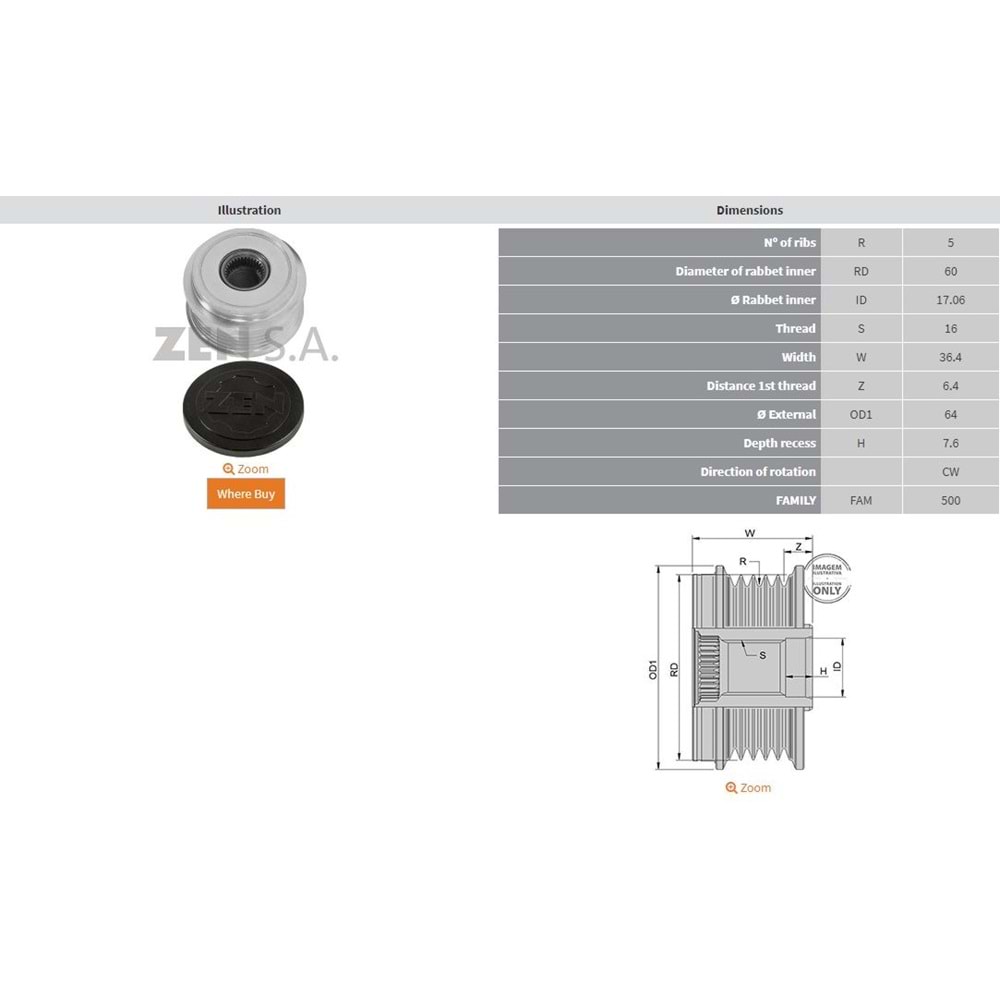 ALTERNATOR KASNAK HYUNDAI TERRACAN 2.9 CRDI / KIA CARNIVAL 2.9 HPDI (5 KANAL)